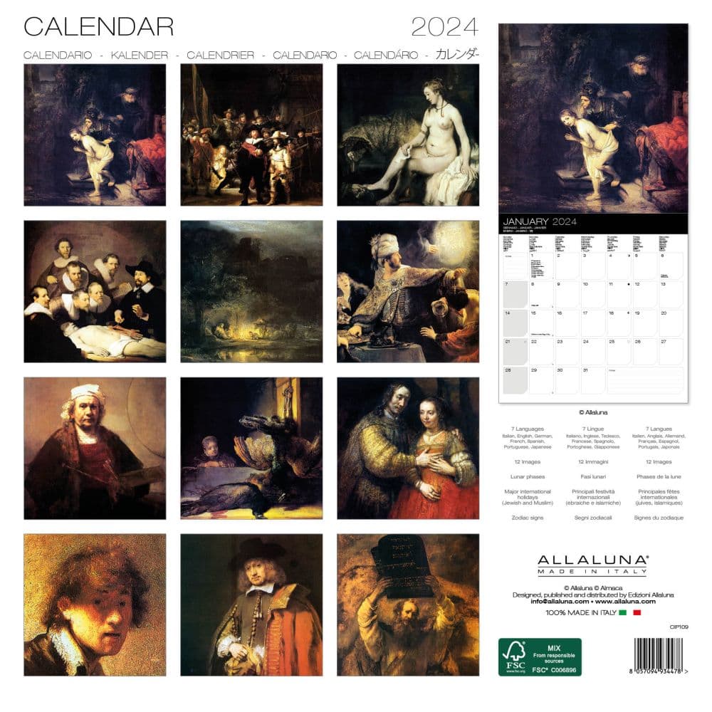 Rembrandt 2024 Wall Calendar Alt1