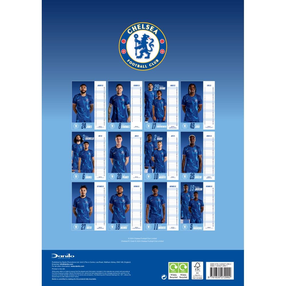 Chelsea FC Poster 2025 Wall Calendar First Alternate Image