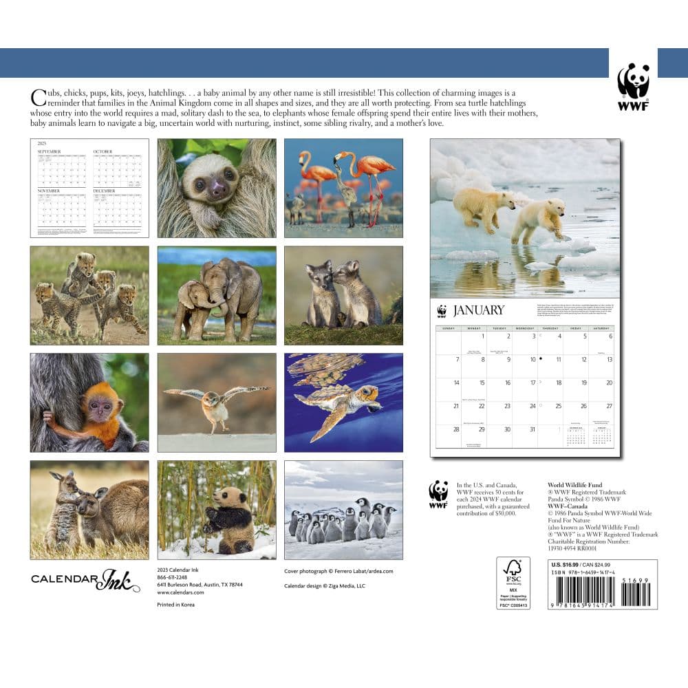 Baby Animals WWF 2024 Wall Calendar