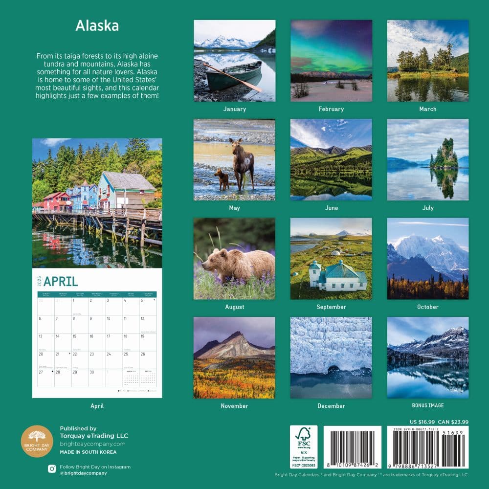 Alaska 2025 Wall Calendar