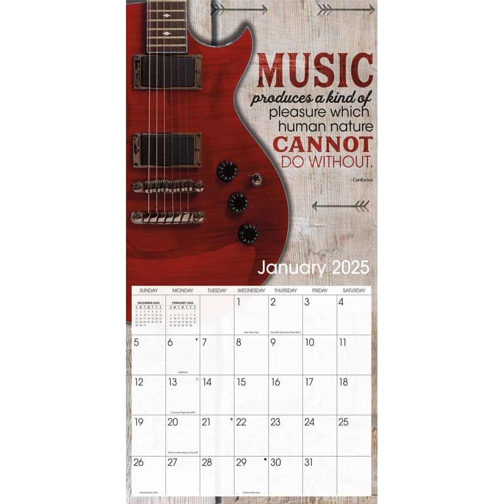 Guitars Special Value 2025 Mini Wall Calendar Second Alternate