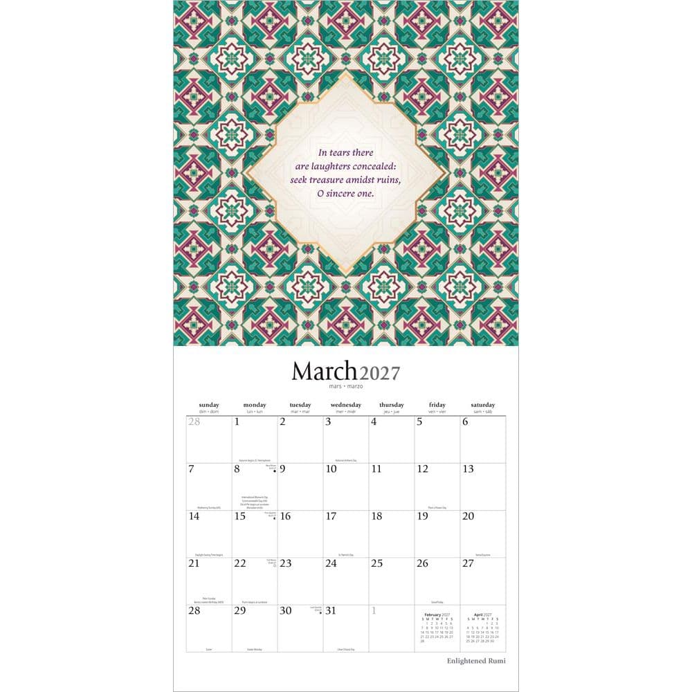 Enlightened Rumi 2027 Wall Calendar Second Alternate Image