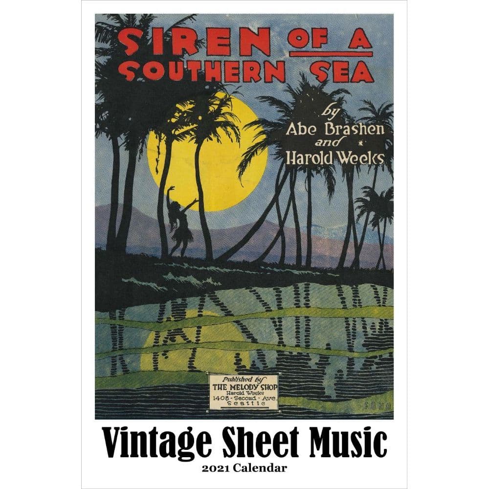 2021 Sheet Music Vintage Poster Wall Calendar