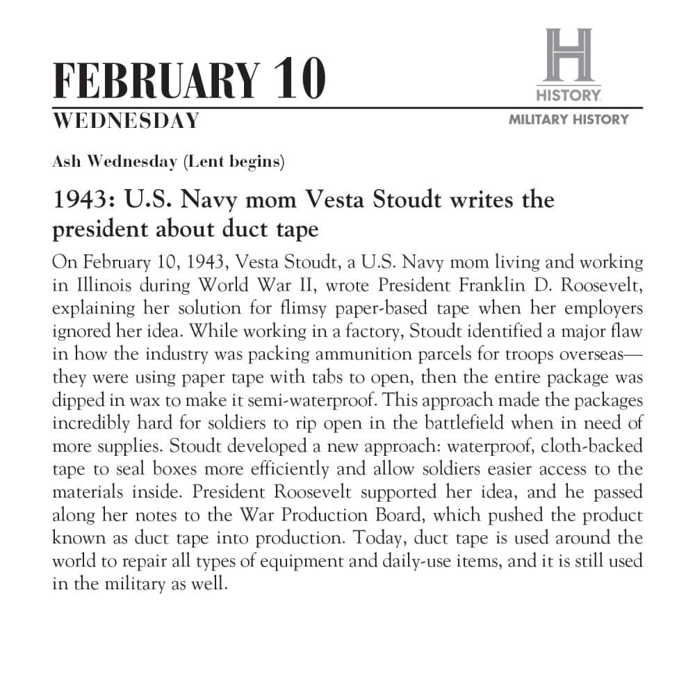 History Channel This Day in Military History 2027 Desk Calendar Second Alternate Image