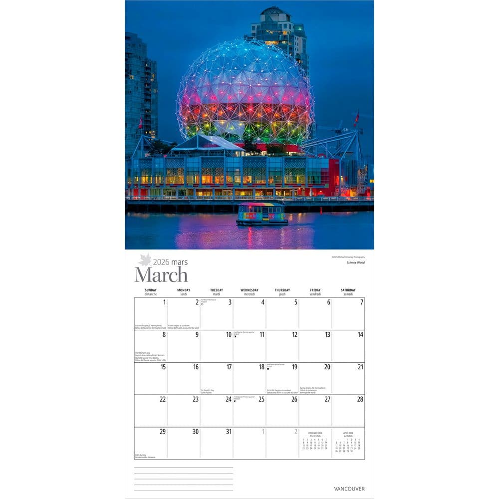 Vancouver 2026 Wall Calendar Second Alternate Image