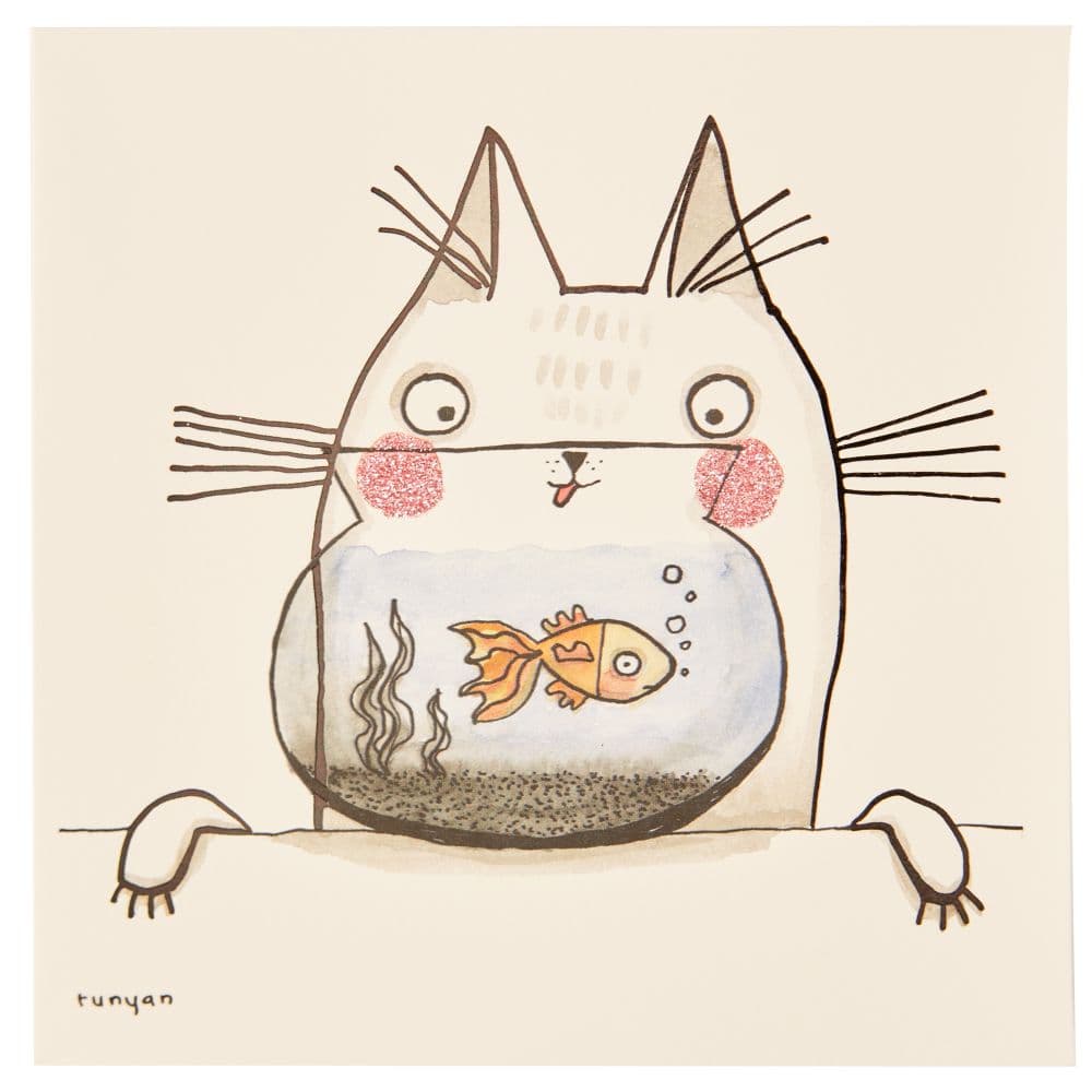 Cat and Fishbowl Birthday Card First Alternate Image width="1000" height="1000"