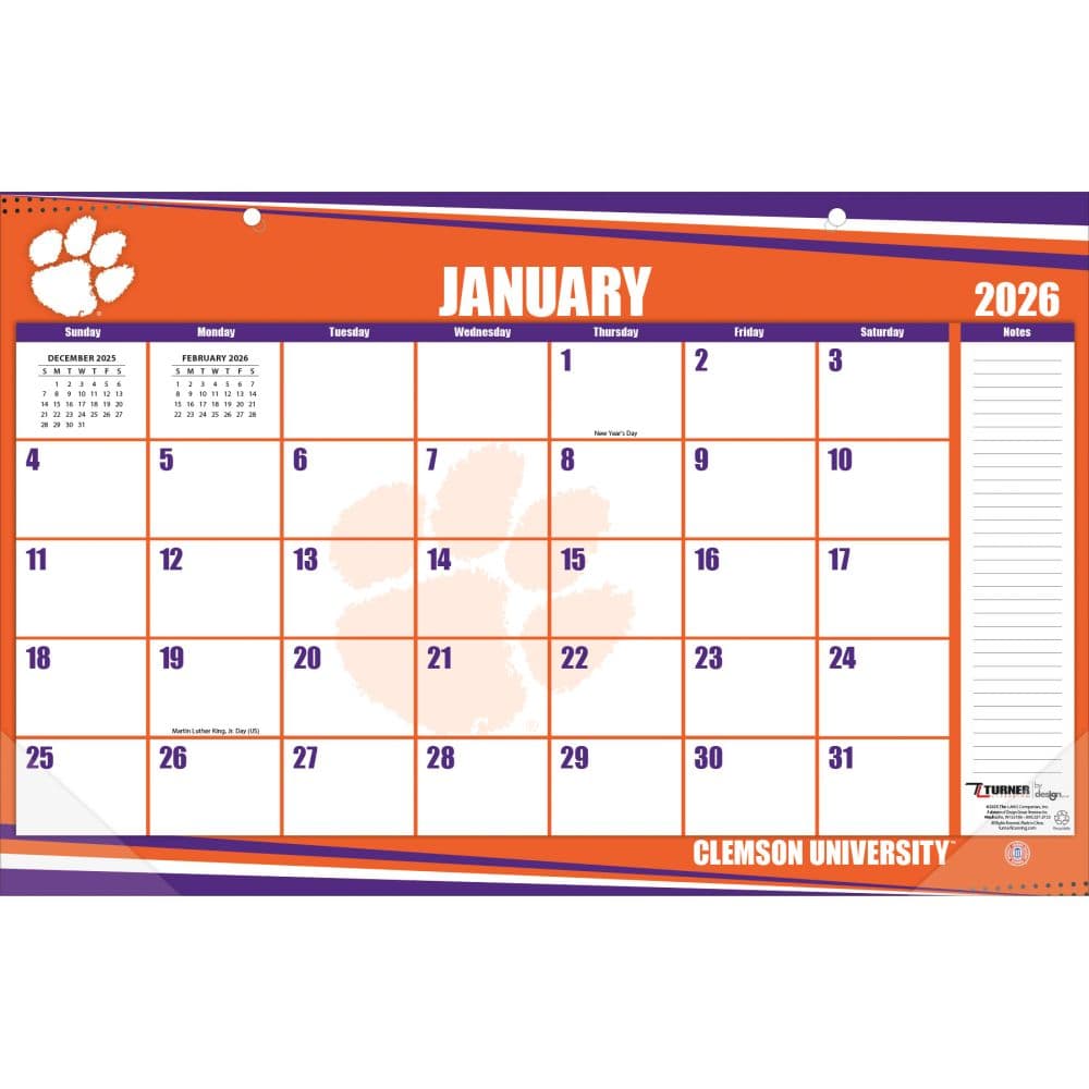 image Clemson Tigers 2026 Desk Pad 17" X 11"