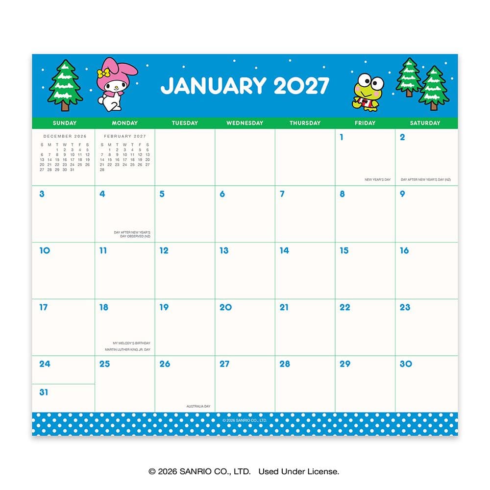 Hello Kitty &amp; Friends Retro 2027 Magnetic Calendar Second Alternate Image