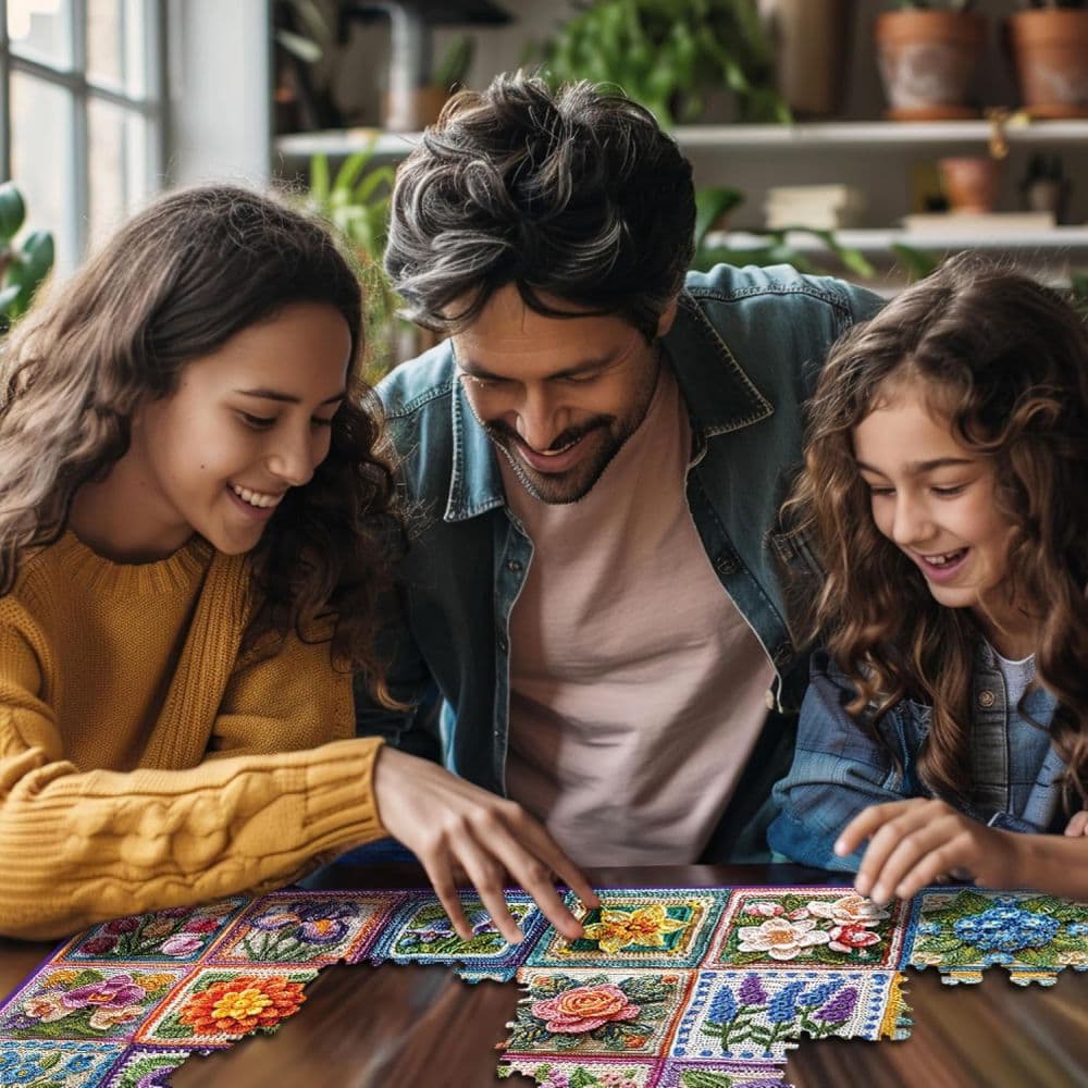 Flower Crochet 1000 Piece Puzzle by Jessica White Third Alternate Image