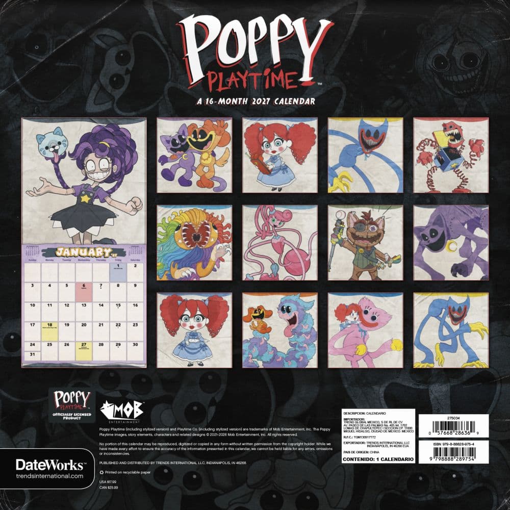 Poppy Playtime 2027 Wall Calendar First Alternate Image