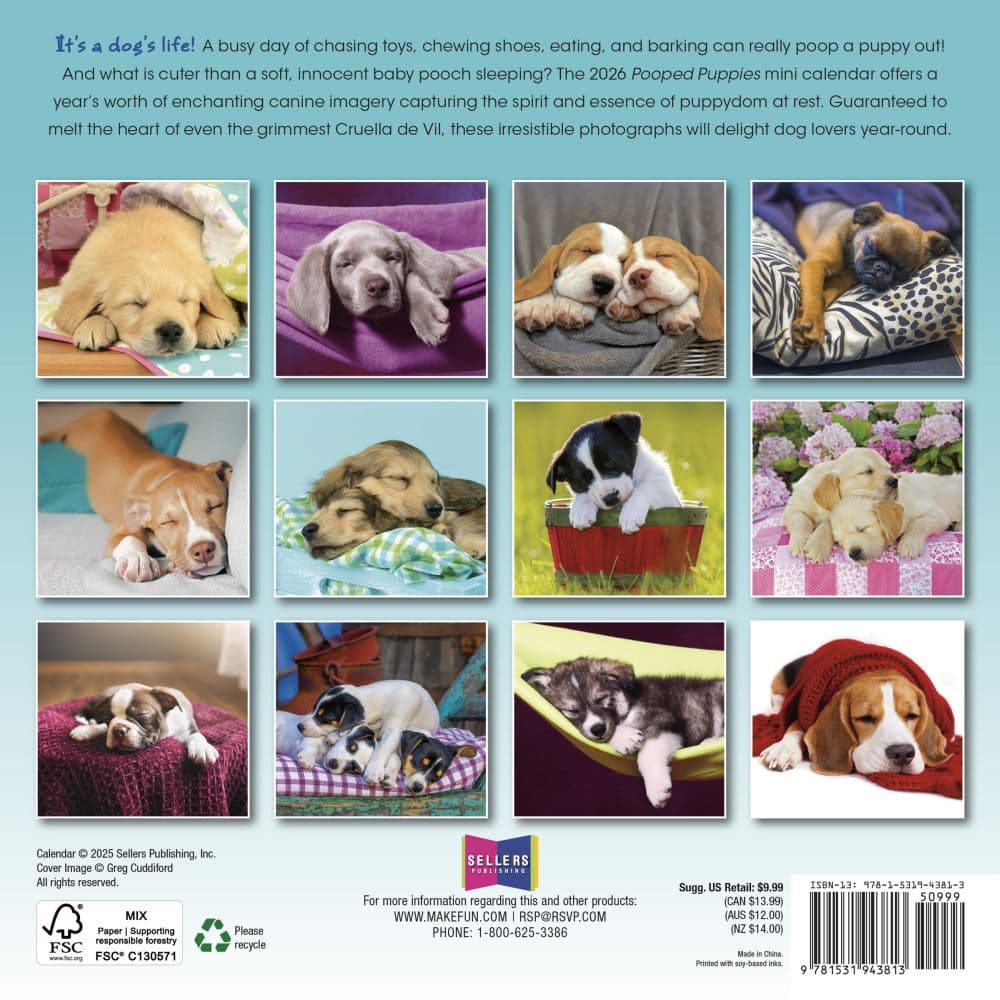 Pooped Puppies 2026 Mini Wall Calendar First Alternate Image