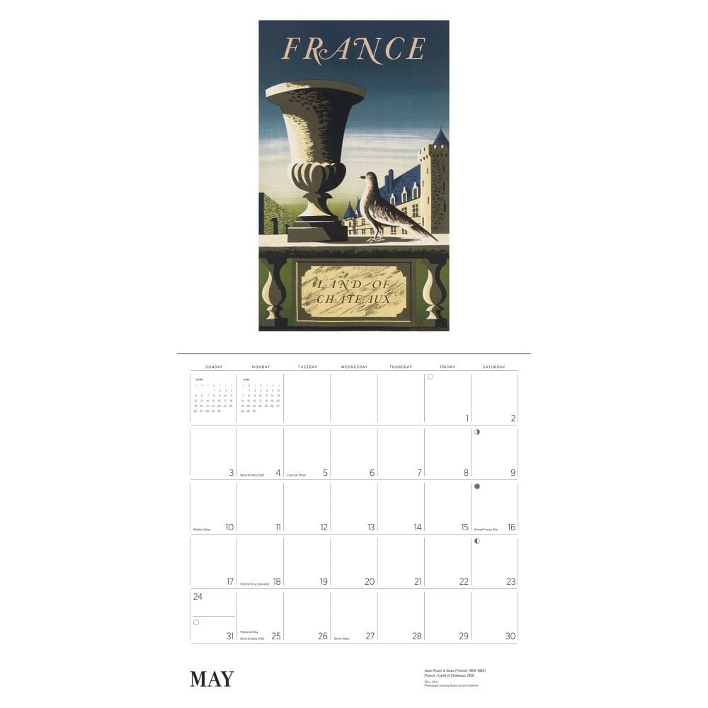 France Vintage Travel Posters 2026 Wall Calendar Fourth  Alternate Image