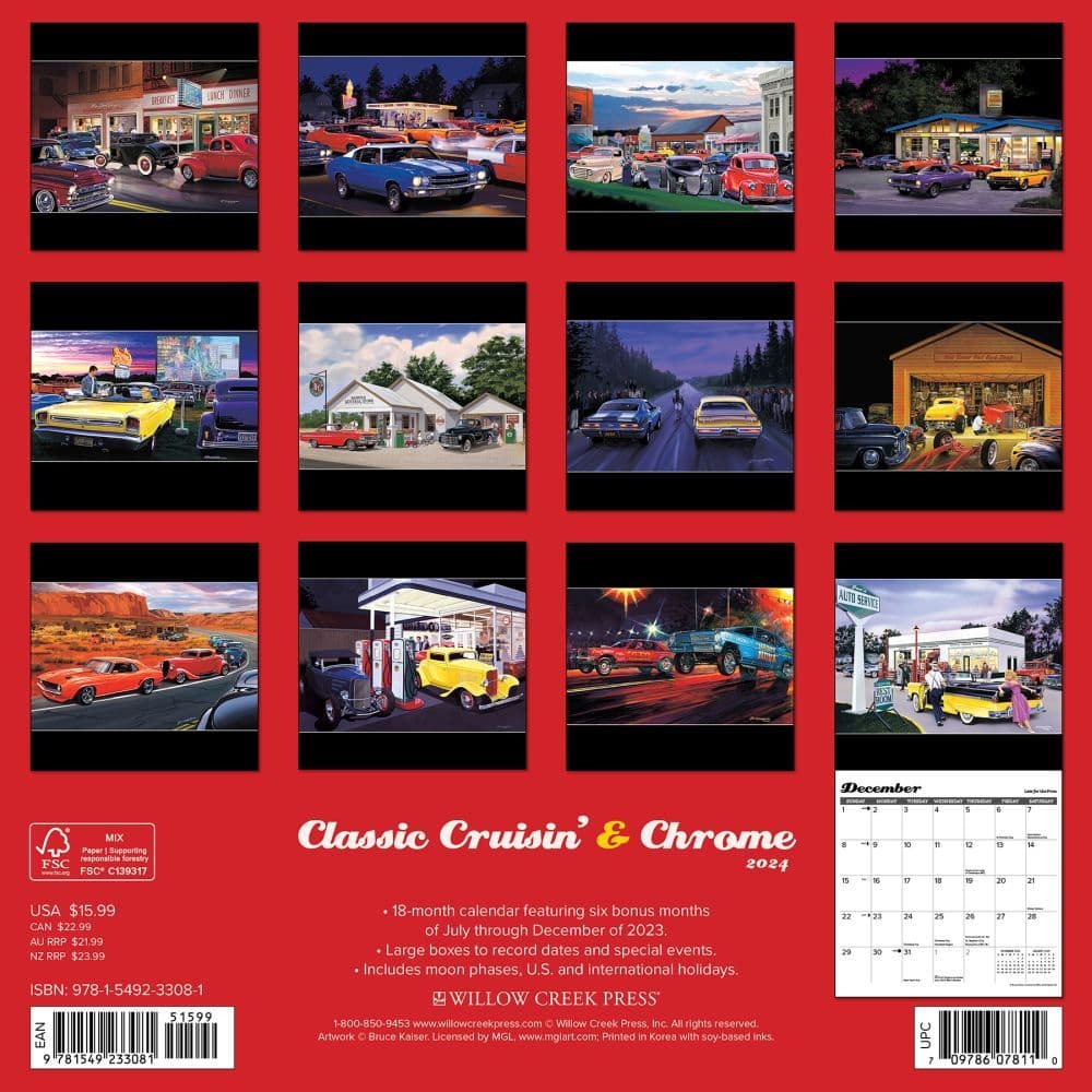 Cruisin and Chrome Classic 2024 Wall Calendar