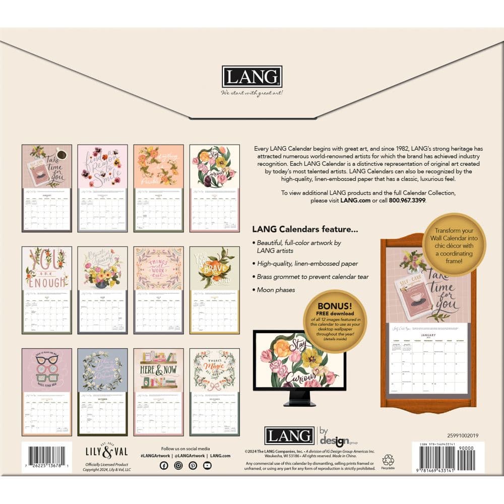 Be Gentle with Yourself 2025 Wall Calendar by Lily and Val