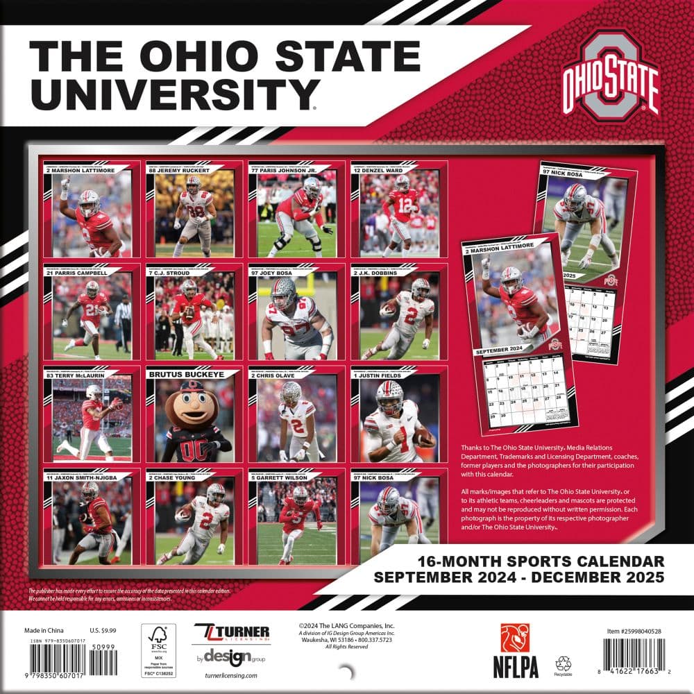 COL Ohio State Buckeyes 2025 Mini Wall Calendar First Alternate Image width="1000" height="1000"