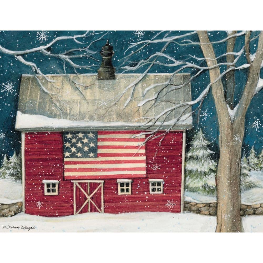 Patriotic Holiday Boxed Christmas Card by Susan Winget Main Image