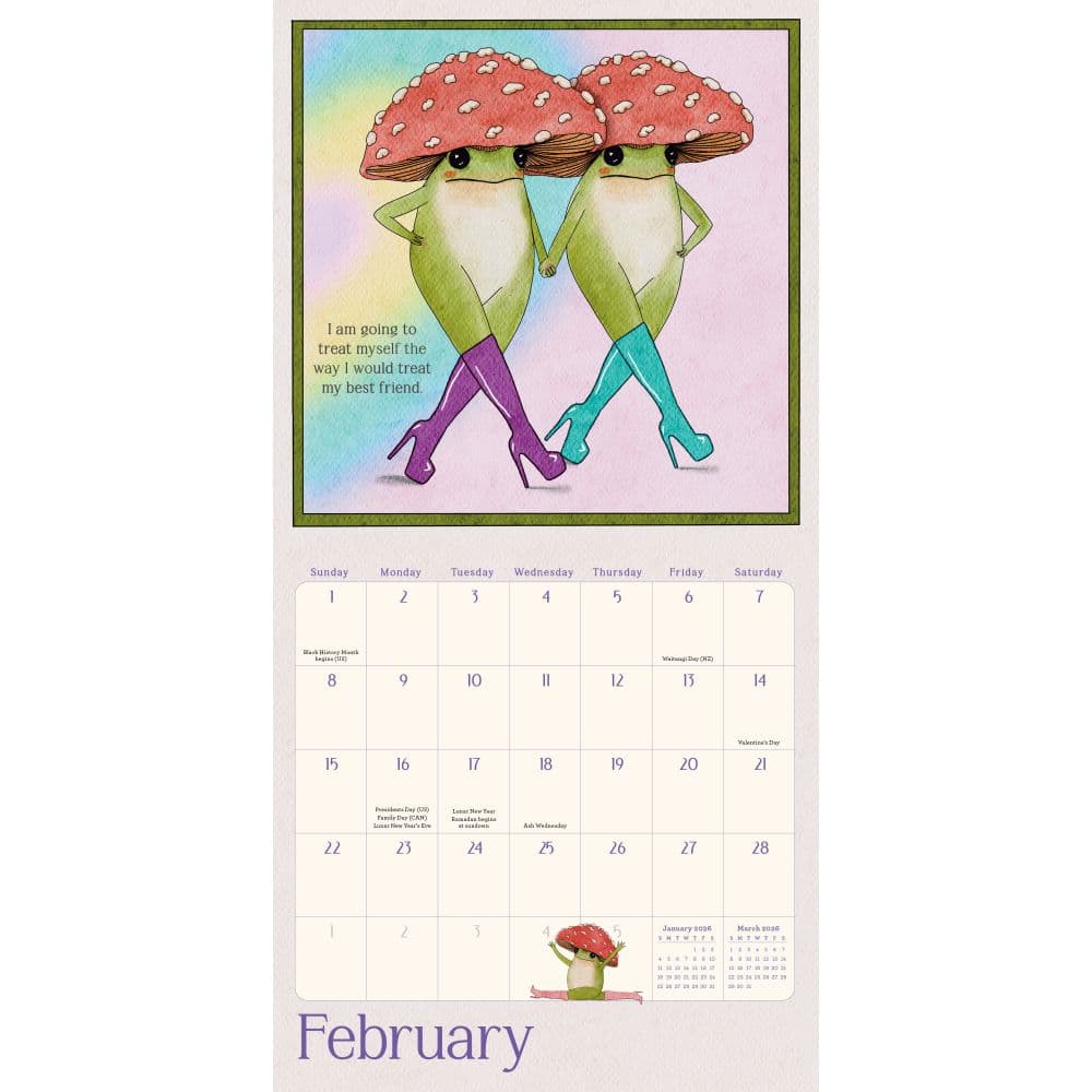 Little Frogs Self Care Guide 2026 Mini Wall Calendar Third Alternate image