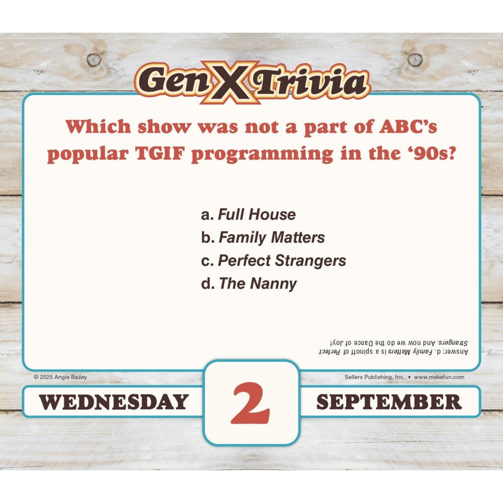 Daily Gen X Trivia 2026 Desk Calendar Second  Alternate Image