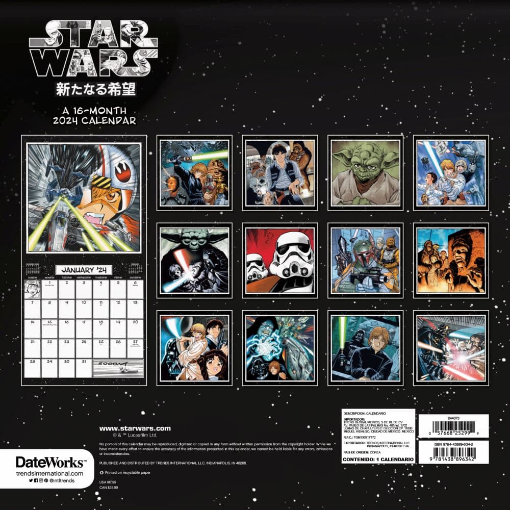 Star Wars Manga Madness 2024 Wall Calendar