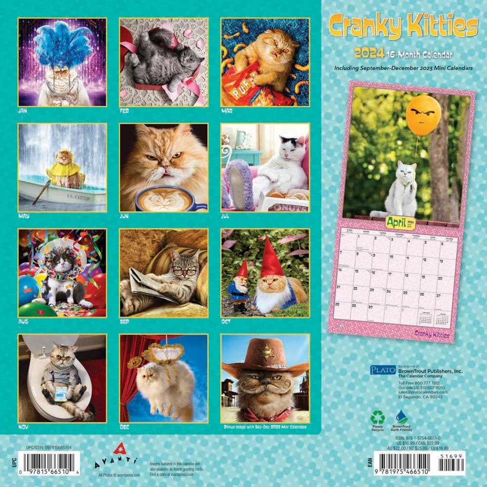 Avanti Cranky Kitties 2024 Wall Calendar