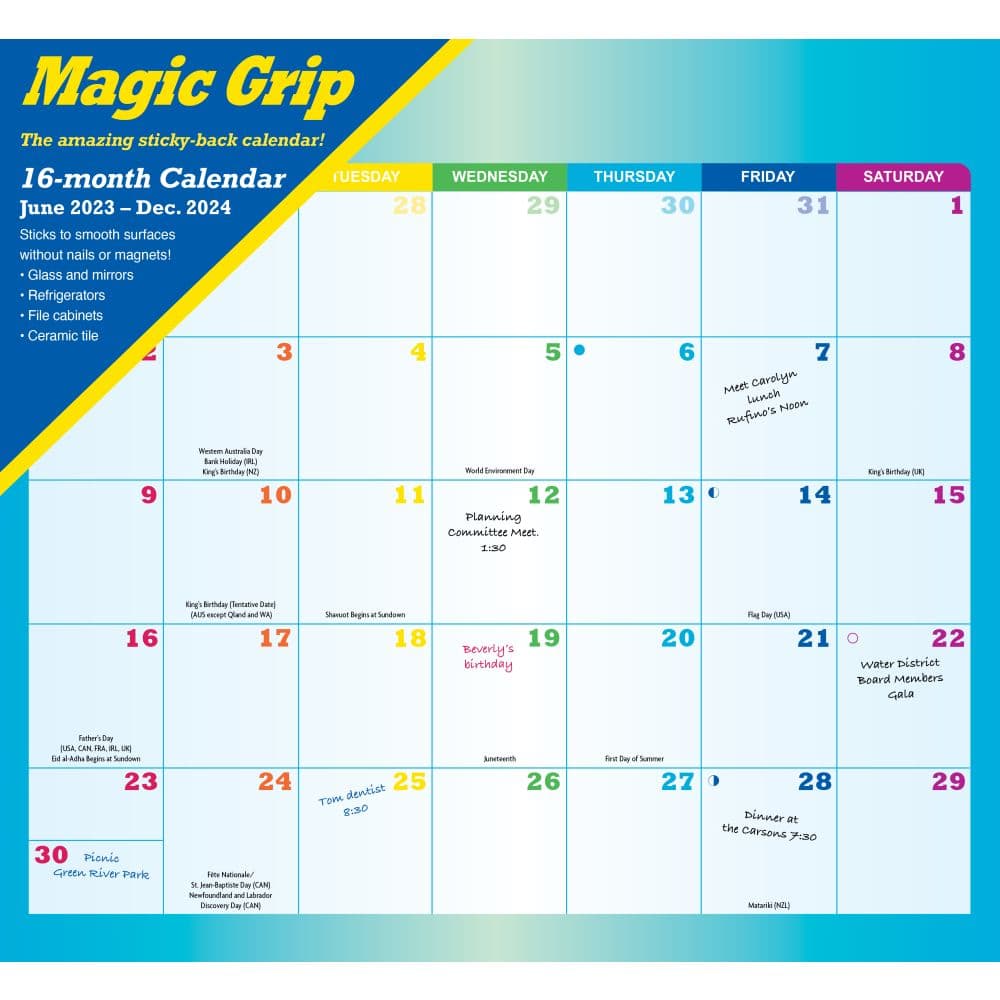 Rainbow Jumbo Magic Grip 2024 Wall Calendar
