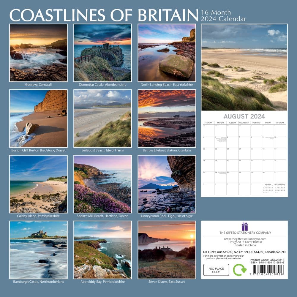 Coastlines of Britain 2024 Wall Calendar First Alternate Image width=&quot;1000&quot; height=&quot;1000&quot;