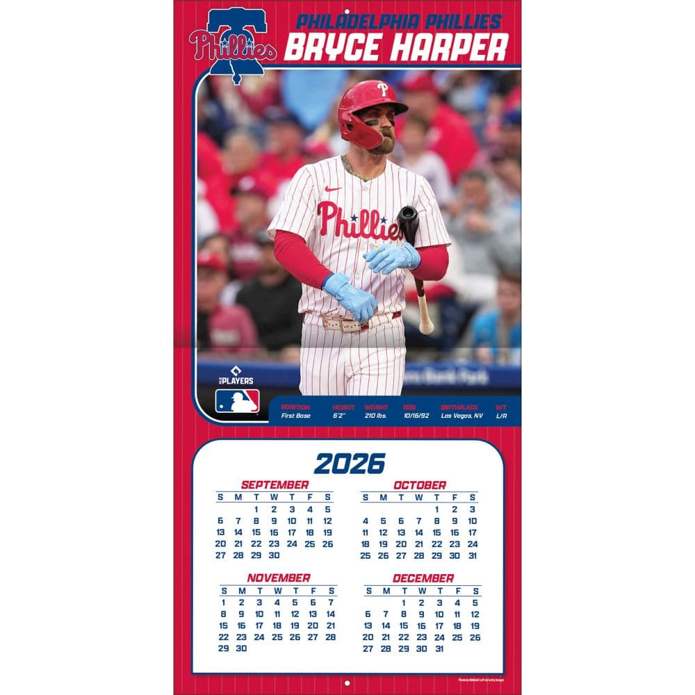 MLB Philadelphia Phillies Bryce Harper 2027 Wall Calendar Second Alternate Image