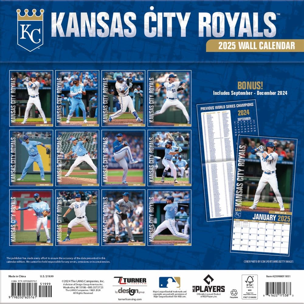 MLB Kansas City Royals 2025 Wall Calendar First Alternate Image