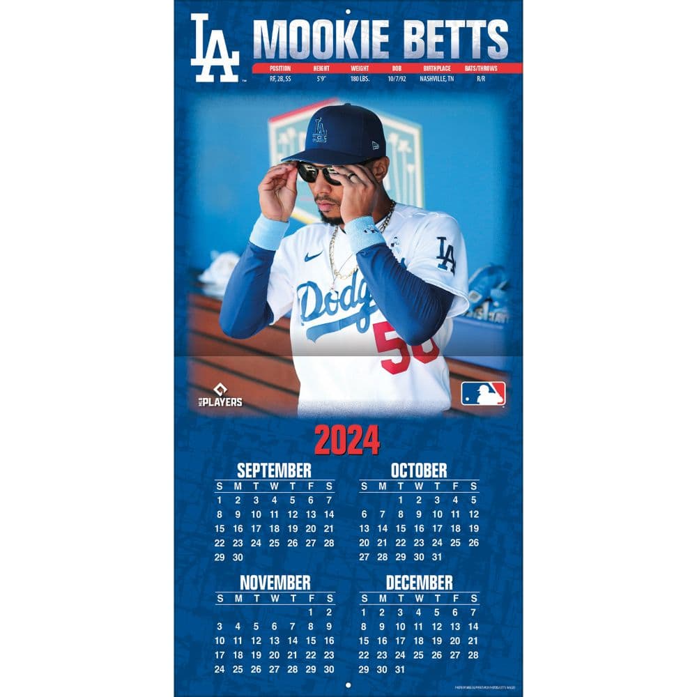 MLB Mookie Betts 2025 Wall Calendar Second Alternate Image