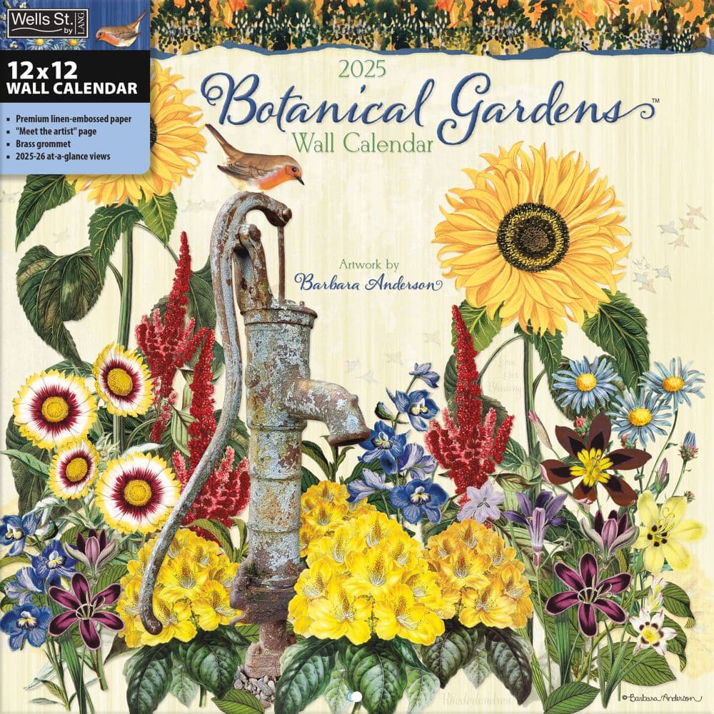 Botanical Gardens by Barbara Anderson 2025 Wall Calendar