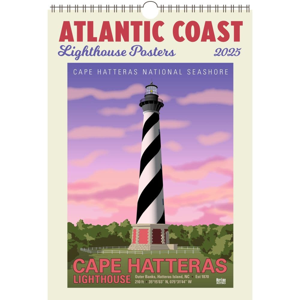 Atlantic Coast Lighthouses Poster 2025 Wall Calendar Main Image