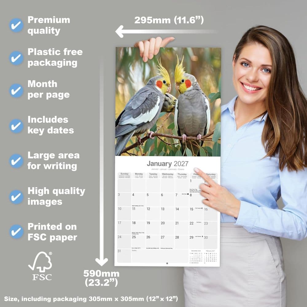 Cockatiels 2027 Wall Calendar Fifth Alternate Image