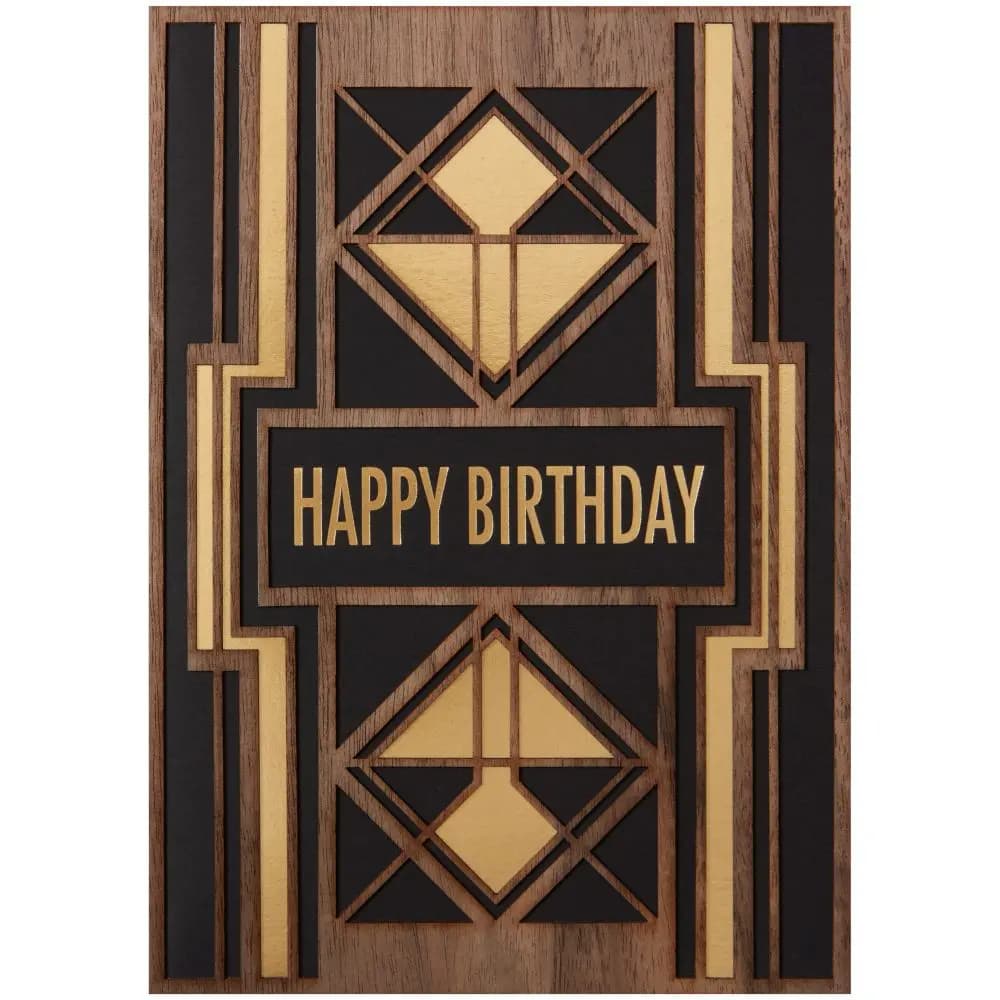 Laser Cut Deco Wood Birthday Card front