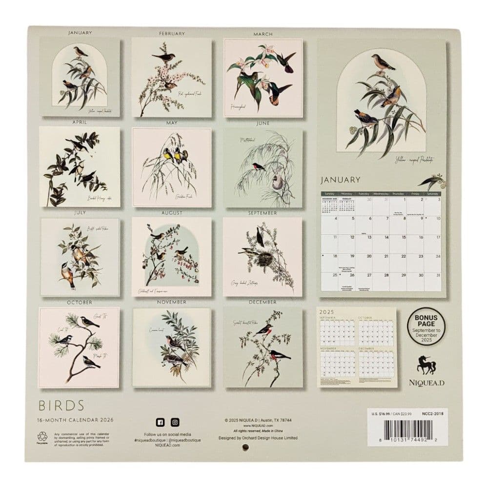 Birds 2026 Wall Calendar First Alternate Image