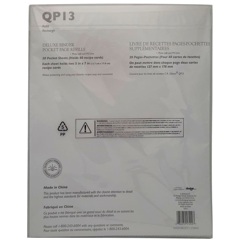 Recipe Binder Pocket Page Refills First Alternate Image width="1000" height="1000"