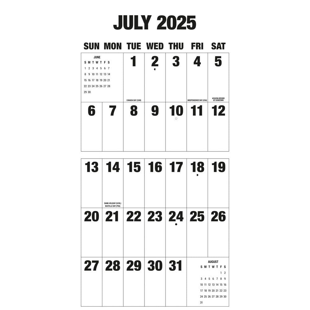 Big Letters Big Numbers 2025 Wall Calendar Third Alternate Image width="1000" height="1000"