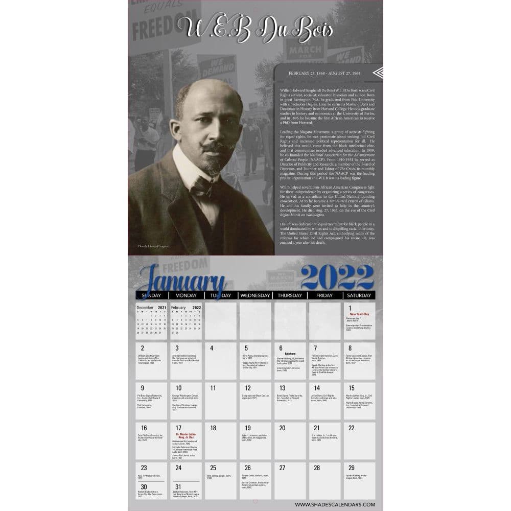 Black History Calendar 2023 Black History Champion of Equality 2022 Wall Calendar