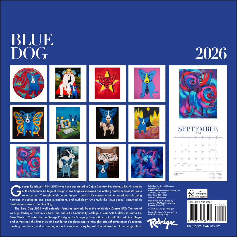 Blue Dog by George Rodrigue 2026 Wall Calendar First Alternate Image