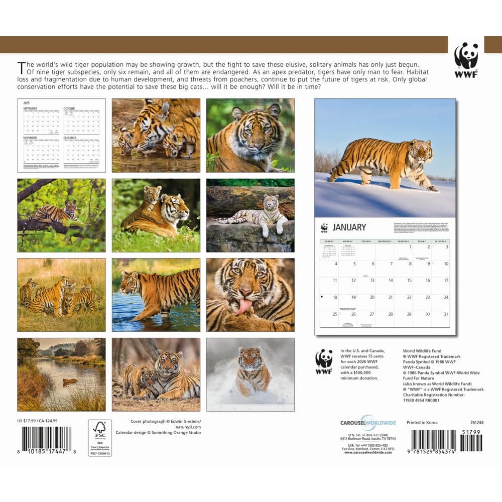 Tigers WWF 2026 Wall Calendar First Alternate Image