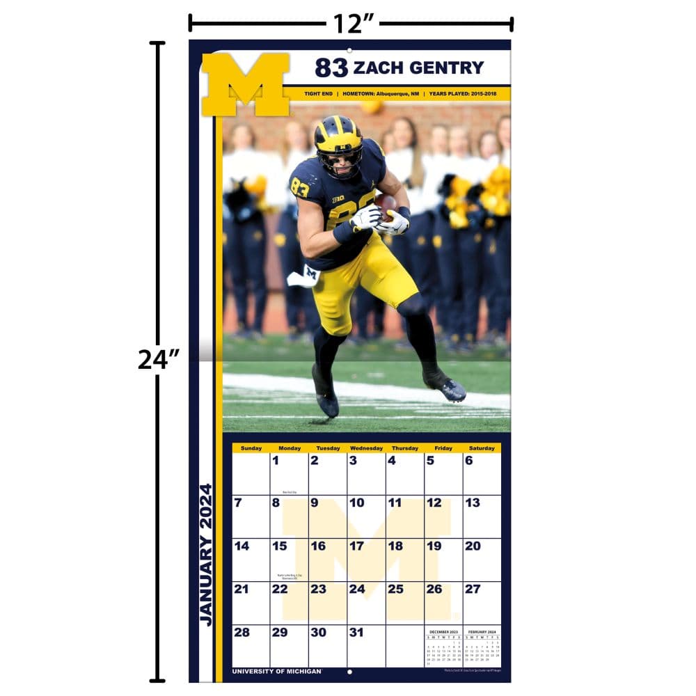 COL Michigan Wolverines 2024 Wall Calendar Fourth Alternate Image width=&quot;1000&quot; height=&quot;1000&quot;