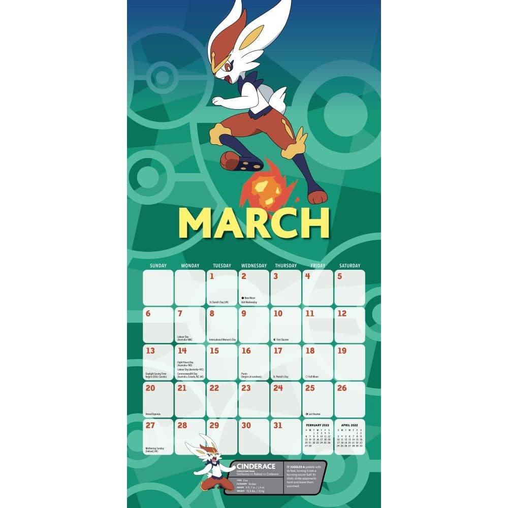 Pokemon Calendar 2022 Pokemon 2022 Wall Calendar - Calendars.com