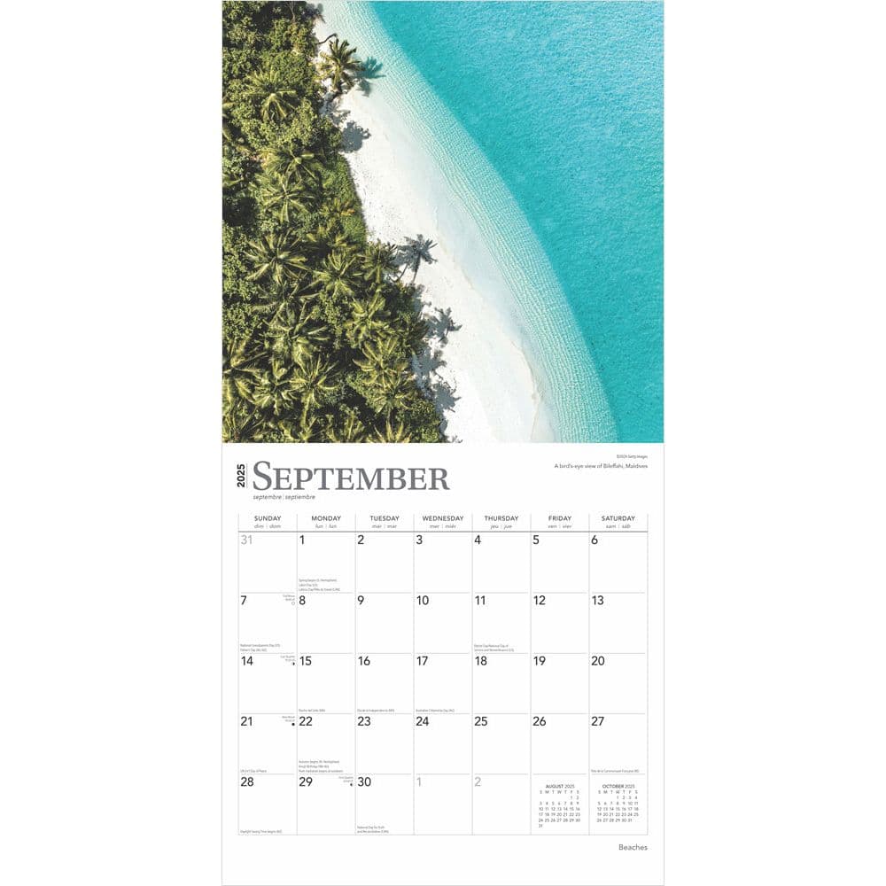 Beaches 2025 Wall Calendar