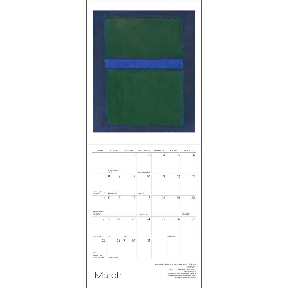 Mark Rothko 2027 Mini Wall Calendar Second Alternate Image