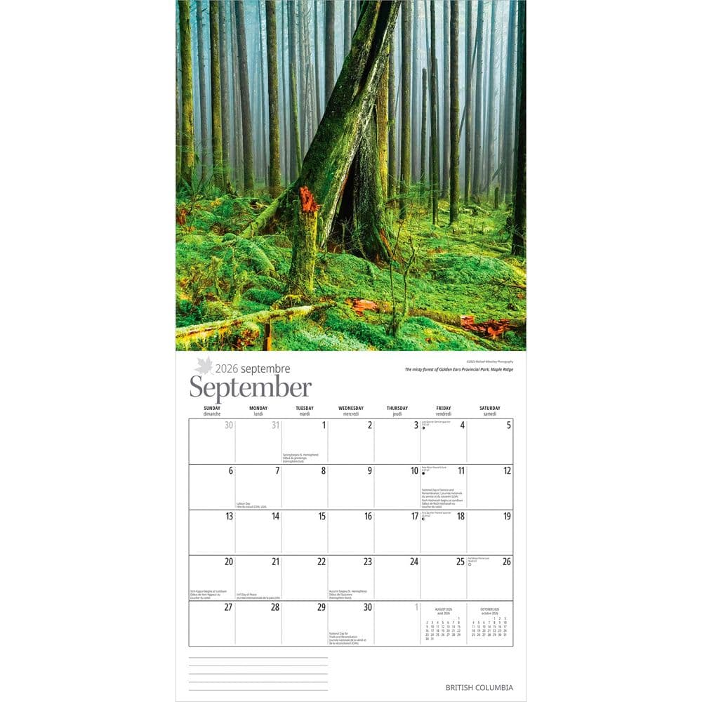 British Columbia 2026 Wall Calendar Third Alternate Image