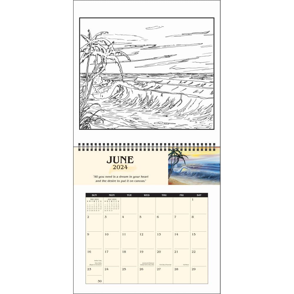 Bob Ross Coloring 2024 Wall Calendar