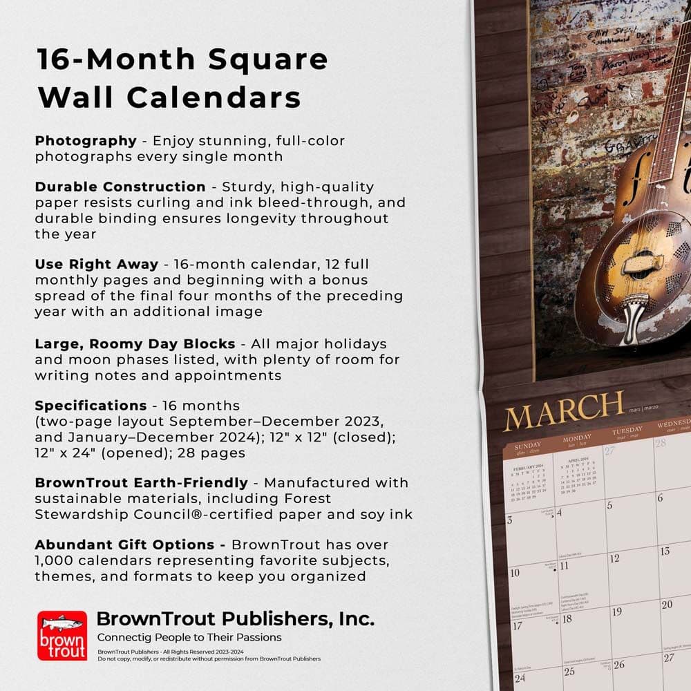 Vintage Guitars 2024 Wall Calendar