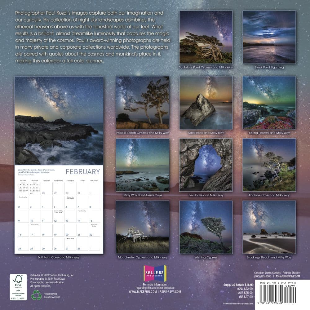 Celestial Skies by Paul Kozal 2025 Wall Calendar