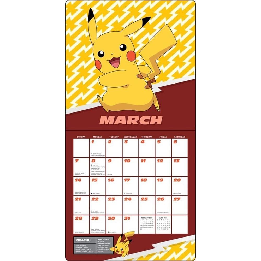 Pokemon 2027 Wall Calendar Third Alternate Image