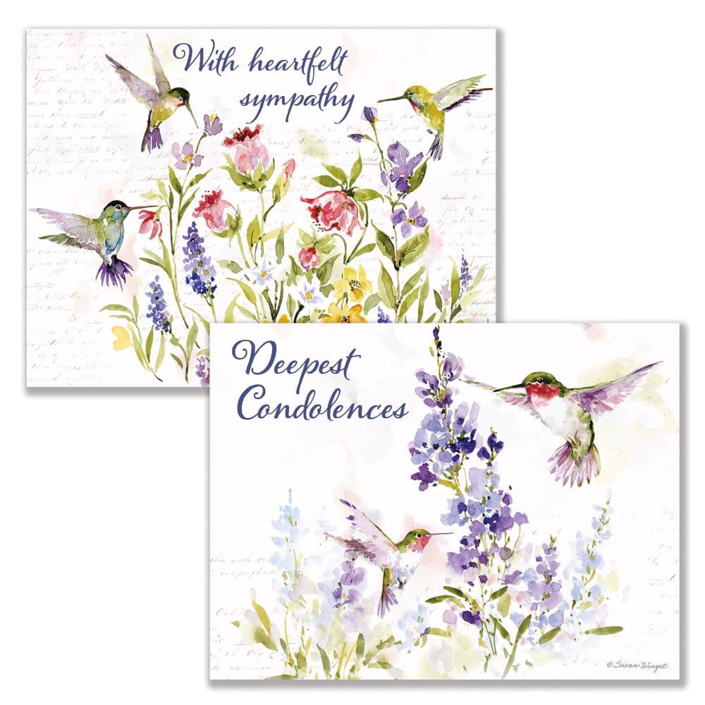 Hummingbird Sympathy Assorted Boxed Note Cards - Calendars.com