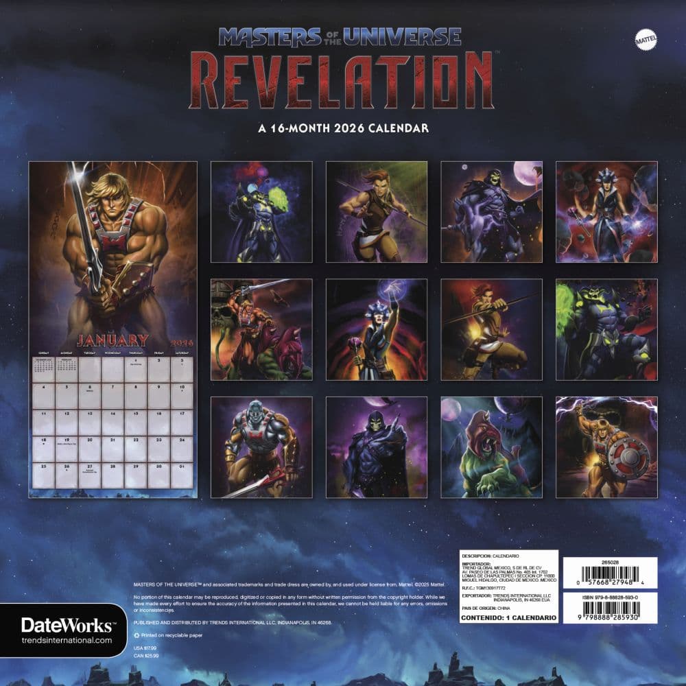 Masters of the Universe 2026 Wall Calendar First Alternate Image